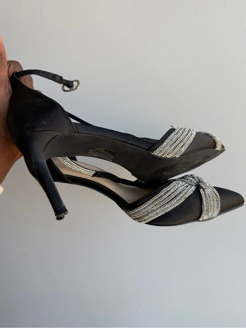 Dream Pairs Women's Black Pointed Toe Rhinestone Slingback Flats